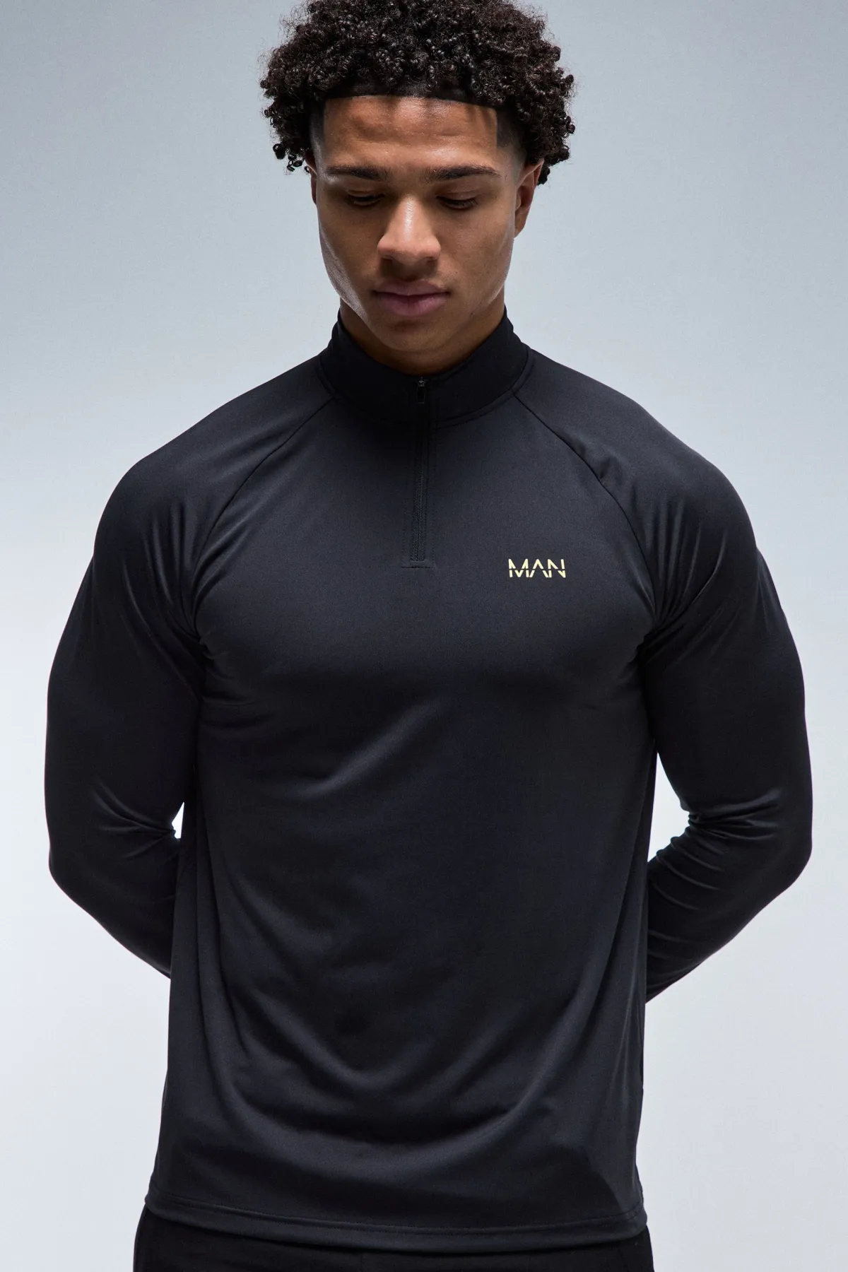 boohooMAN Sweat Homme Active Gold Performance Coupe Regular Col Zippé 1/4<Homme/Femme Tout Afficher Activewear|Athleisure