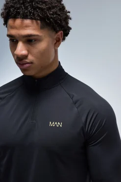 boohooMAN Sweat Homme Active Gold Performance Coupe Regular Col Zippé 1/4<Homme/Femme Tout Afficher Activewear|Athleisure