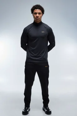 boohooMAN Sweat Homme Active Gold Performance Coupe Regular Col Zippé 1/4<Homme/Femme Tout Afficher Activewear|Athleisure