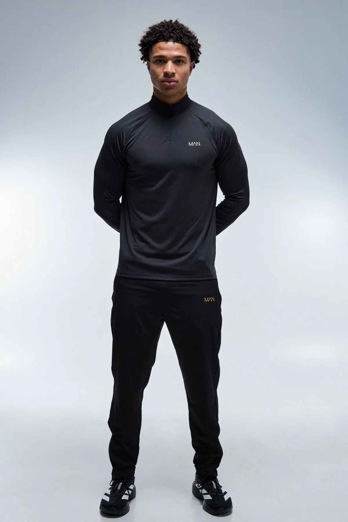 boohooMAN Sweat Homme Active Gold Performance Coupe Regular Col Zippé 1/4<Homme/Femme Tout Afficher Activewear|Athleisure