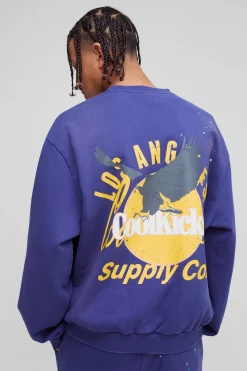 boohooMAN Sweat oversize épais à imprimé cool<Homme Sweats À Capuche Et Sweatshirts|Sweats À Capuche Et Sweats