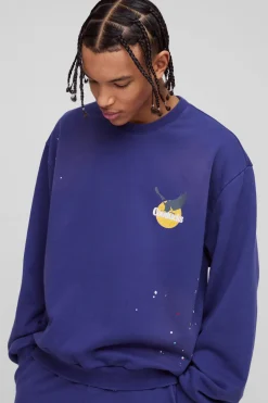 boohooMAN Sweat oversize épais à imprimé cool<Homme Sweats À Capuche Et Sweatshirts|Sweats À Capuche Et Sweats