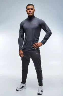boohooMAN Sweat Performance Homme Coupe Regular Col Montant Zip 1/4 Logo Néon Active<Homme/Femme Tout Afficher Activewear|Athleisure