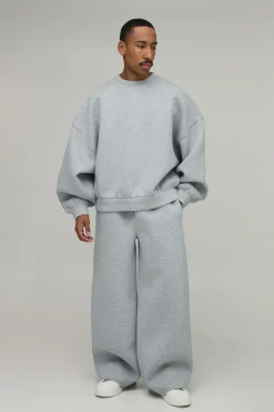 Sweat Scuba Col Rond Oversize À Manches Chauve-souris