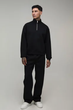 boohooMAN Sweat Scuba Tall Oversize Ample Col Montant Zippé 1/4<Homme Tout Afficher|Survêtements