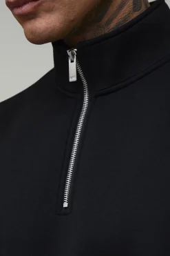 boohooMAN Sweat Scuba Tall Oversize Ample Col Montant Zippé 1/4<Homme Tout Afficher|Survêtements