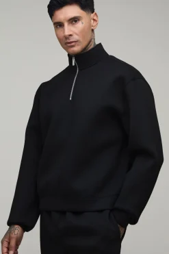 boohooMAN Sweat Scuba Tall Oversize Ample Col Montant Zippé 1/4<Homme Tout Afficher|Survêtements