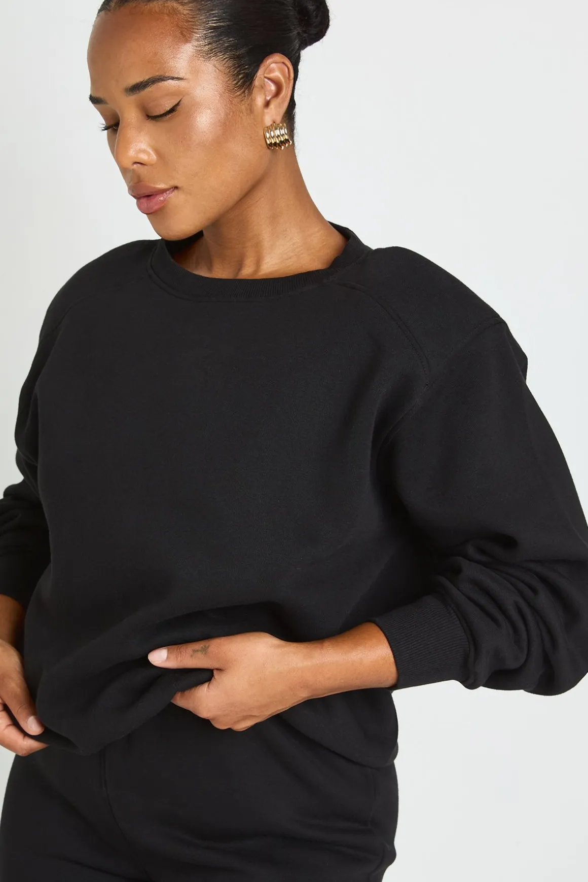 Sweat-shirt Ample Col Rond Avec Épaulettes Grande Taille