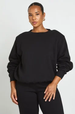 Sweat-shirt Ample Col Rond Avec Épaulettes Grande Taille