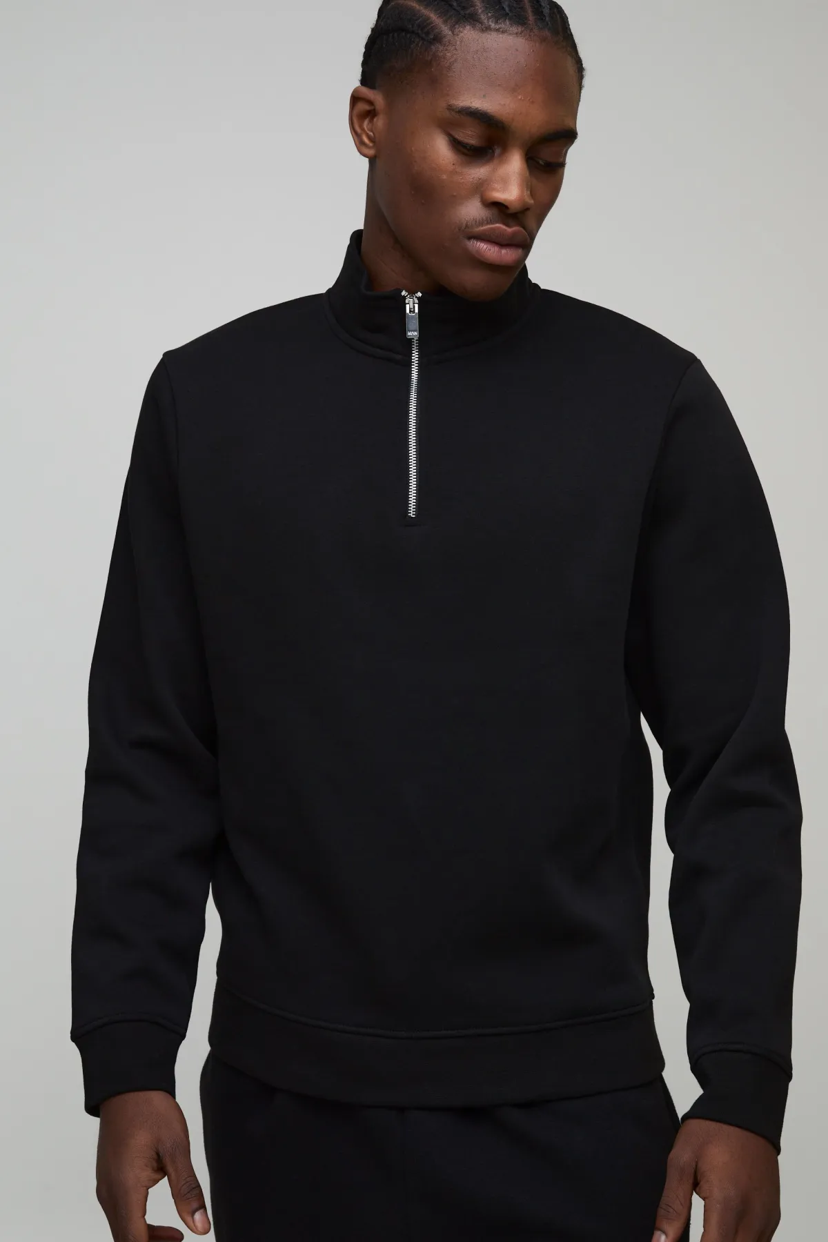 boohooMAN Sweat-shirt Basic Coupe Regular Col Montant Zip Quart<Homme Tout Afficher|Sweats À Capuche Grande Taille