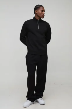 boohooMAN Sweat-shirt Basic Coupe Regular Col Montant Zip Quart<Homme Tout Afficher|Sweats À Capuche Grande Taille