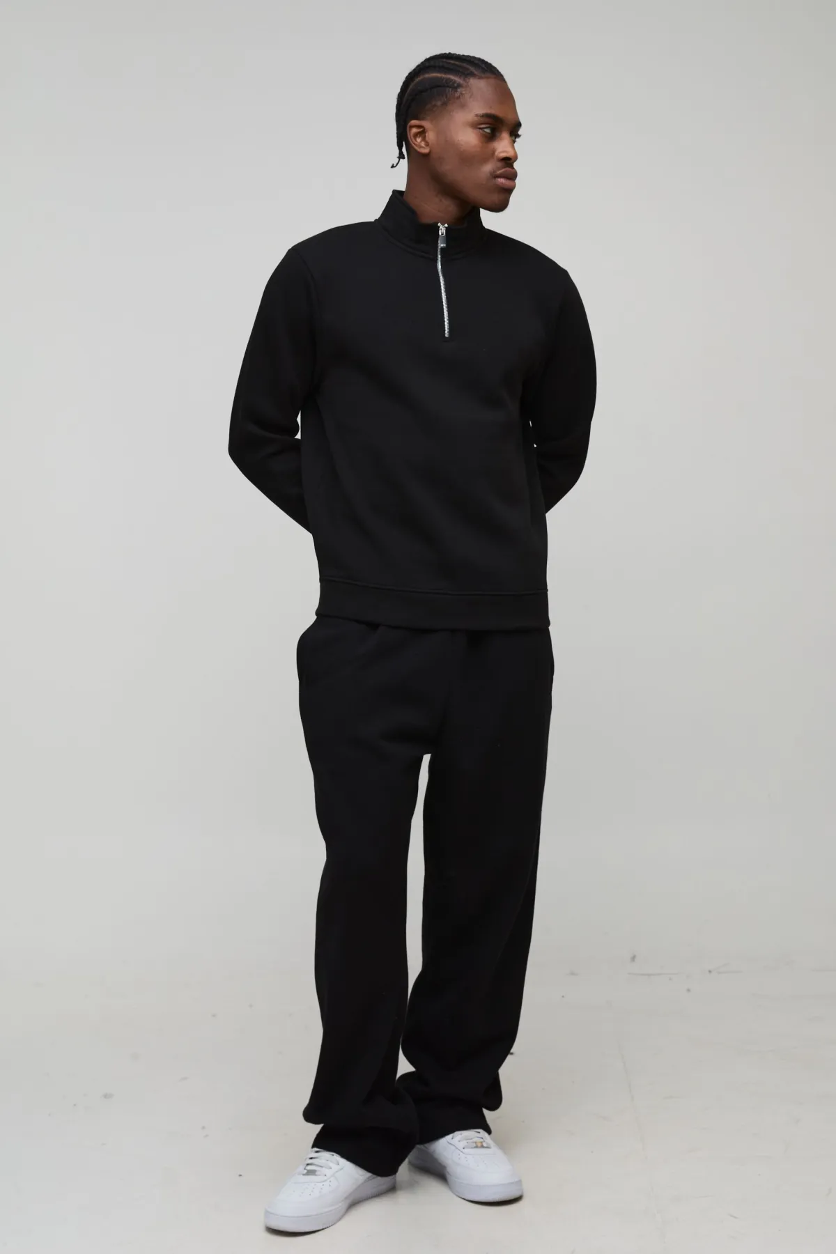 boohooMAN Sweat-shirt Basic Coupe Regular Col Montant Zip Quart<Homme Tout Afficher|Sweats À Capuche Grande Taille
