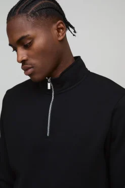 boohooMAN Sweat-shirt Basic Coupe Regular Col Montant Zip Quart<Homme Tout Afficher|Sweats À Capuche Grande Taille