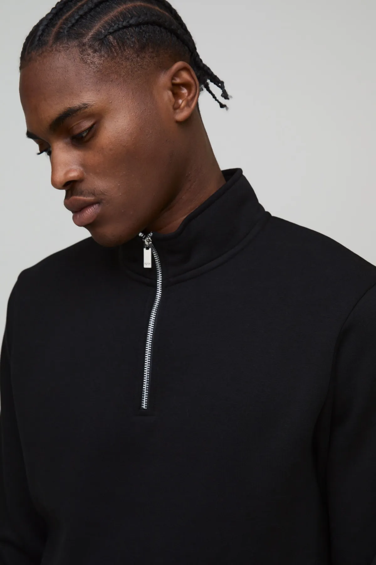 boohooMAN Sweat-shirt Basic Coupe Regular Col Montant Zip Quart<Homme Tout Afficher|Sweats À Capuche Grande Taille