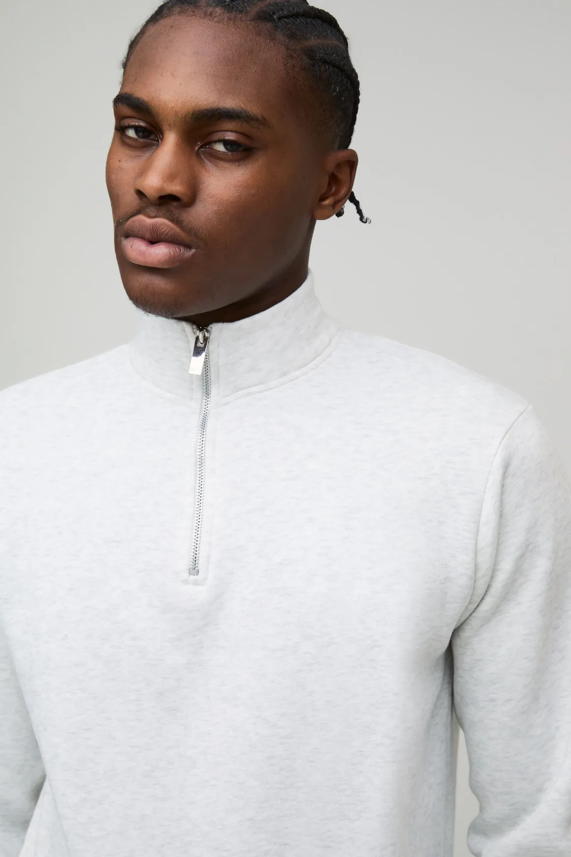 Sweat-shirt basique à demi-zip à col cheminée