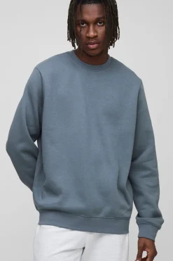 boohooMAN Sweat-shirt basique grande taille, coupe régulière, col rond<Homme Tout Afficher|Sweats À Capuche Tall