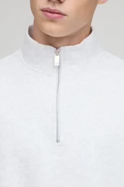 Sweat-shirt basique oversize à zip quart et col en entonnoir