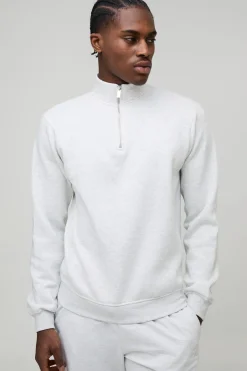 boohooMAN Sweat-shirt basique surdimensionné, à la coupe boxy, avec demi-zip et col entonnoir<Homme Tout Afficher|Sweats À Capuche Grande Taille