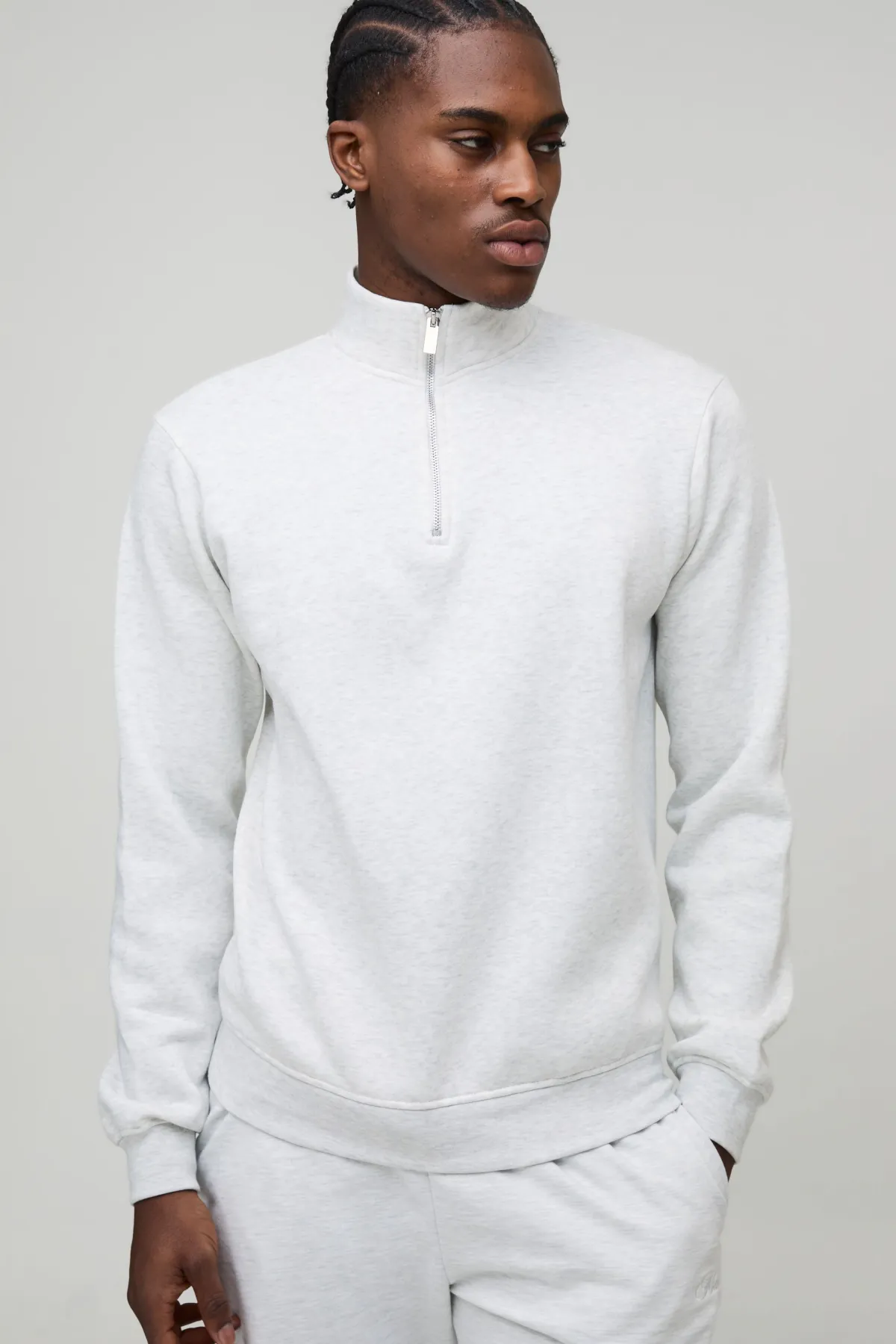 boohooMAN Sweat-shirt basique surdimensionné, à la coupe boxy, avec demi-zip et col entonnoir<Homme Tout Afficher|Sweats À Capuche Grande Taille