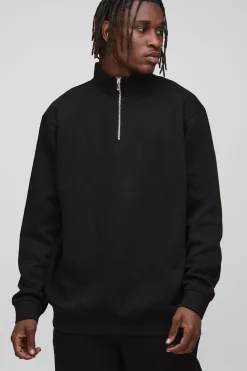 boohooMAN Sweat-shirt basique surdimensionné pour grandes tailles à demi-zip et col tunnel<Homme Tout Afficher|Sweats À Capuche Tall