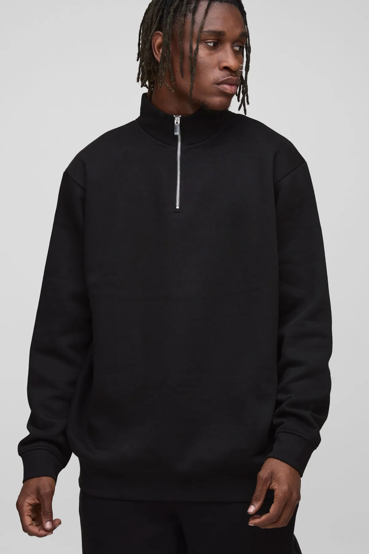 boohooMAN Sweat-shirt basique surdimensionné pour grandes tailles à demi-zip et col tunnel<Homme Tout Afficher|Sweats À Capuche Tall