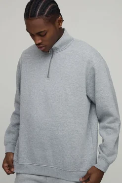 boohooMAN Sweatshirt Basique Surdimensionné à Col Montant et Zip Quart<Homme Sweats À Capuche Et Sweatshirts|Sweats À Capuche Et Sweats