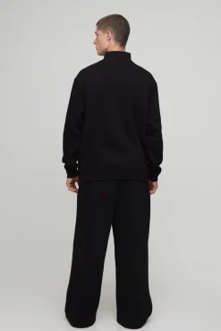 Sweatshirt basique surdimensionné, coupe boxy, demi-fermeture éclair, col entonnoir