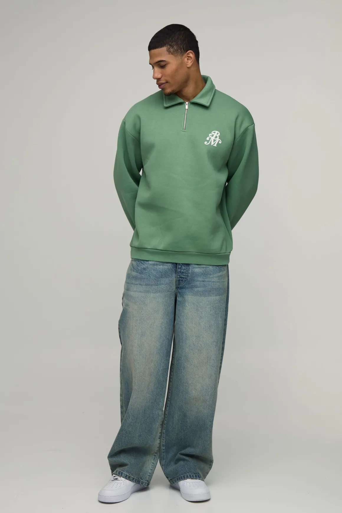 Sweatshirt BM Imprimé à Fermeture Éclair Quart