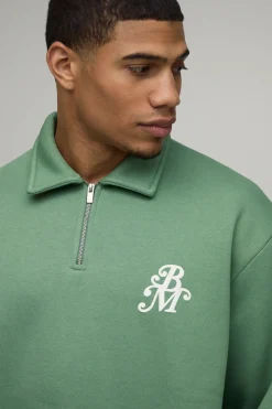Sweatshirt BM Imprimé à Fermeture Éclair Quart