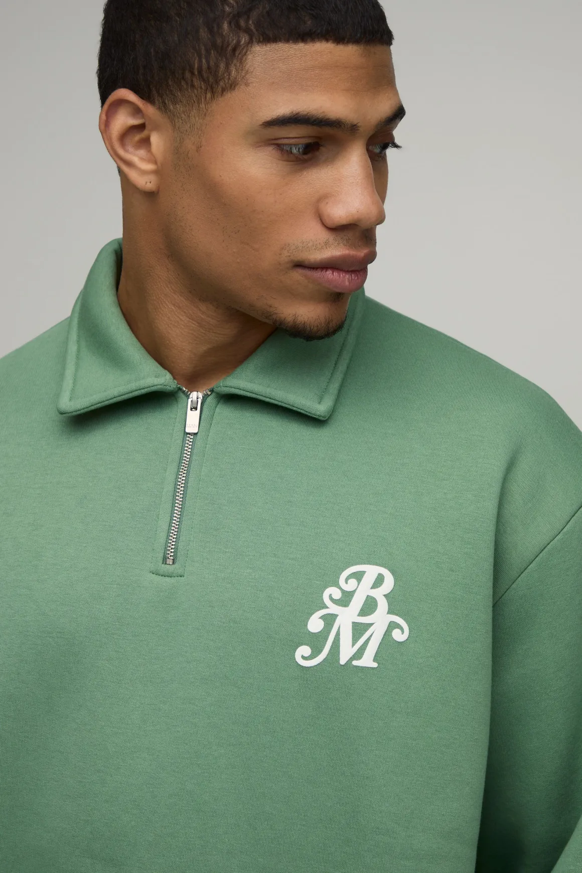 Sweatshirt BM Imprimé à Fermeture Éclair Quart