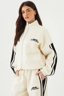 DSGN Studio Sweat-shirt Bomber Oversize à Col Cheminée et Bandes Latérales<Femme Sweats À Capuche Et Sweats|Dsgn Studio