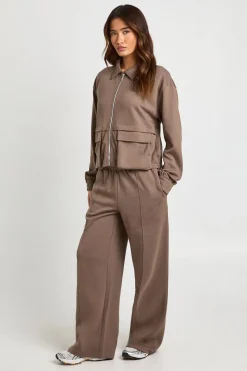 Sweatshirt Bomber Zippé avec Poches Cargo en Maille Interlock