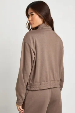 Sweatshirt Bomber Zippé avec Poches Cargo en Maille Interlock