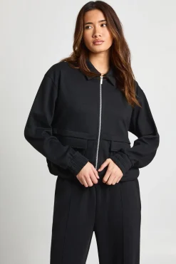 Sweat-shirt Bomber Zippé avec Poches Cargo en Maille Interlock