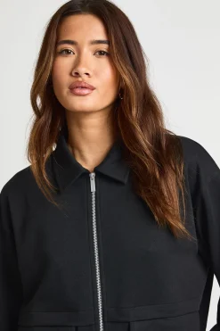 Sweat-shirt Bomber Zippé avec Poches Cargo en Maille Interlock