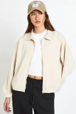 Sweat-shirt Bomber Zippé à Ourlet Bulle en Maille Interlock