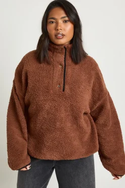Sweatshirt Boutonné Plus Borg