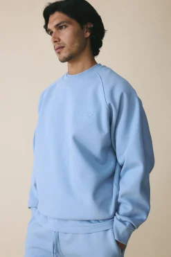 Sweat-shirt Brodé À Manches Raglan Oversize En Molleton Épais 500 G/m²