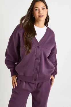 Sweat-shirt cardigan à boutons et survêtement jogger à jambe droite