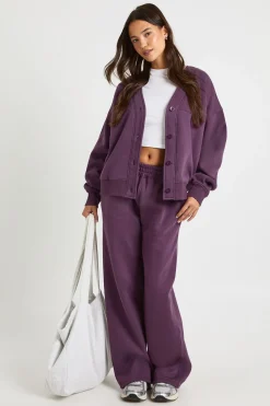 Sweat-shirt cardigan à boutons et survêtement jogger à jambe droite