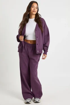 Sweat-shirt cardigan à boutons et survêtement jogger à jambe droite