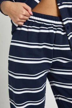 Sweat-shirt Cardigan à Col Montant Rayé