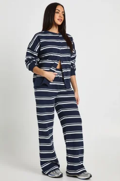Sweat-shirt Cardigan à Col Montant Rayé