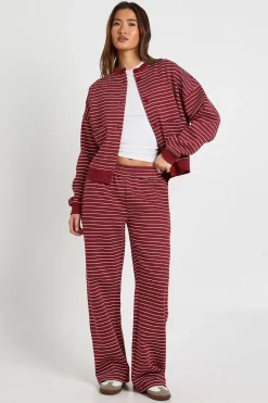 Sweat-shirt Cardigan à Col Montant Rayé
