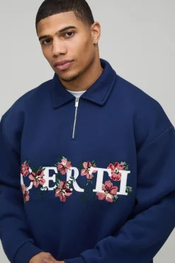 Sweat-shirt Certi Brodé à Fermeture Éclair Quart