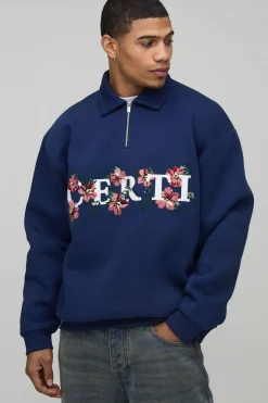 Sweat-shirt Certi Brodé à Fermeture Éclair Quart