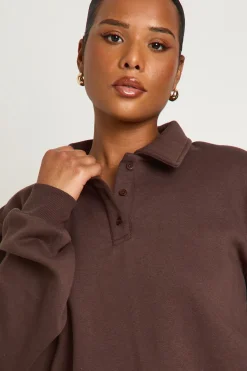 Sweat-shirt à col boutonné Plus
