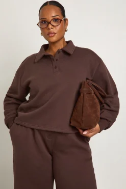 Sweat-shirt à col boutonné Plus