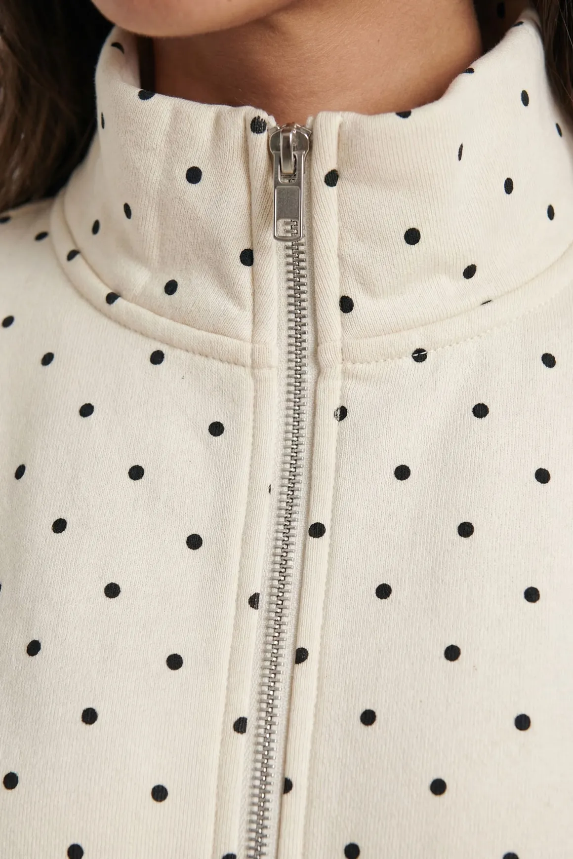 Sweat-shirt À Col Cheminée Et Fermeture Éclair À Pois