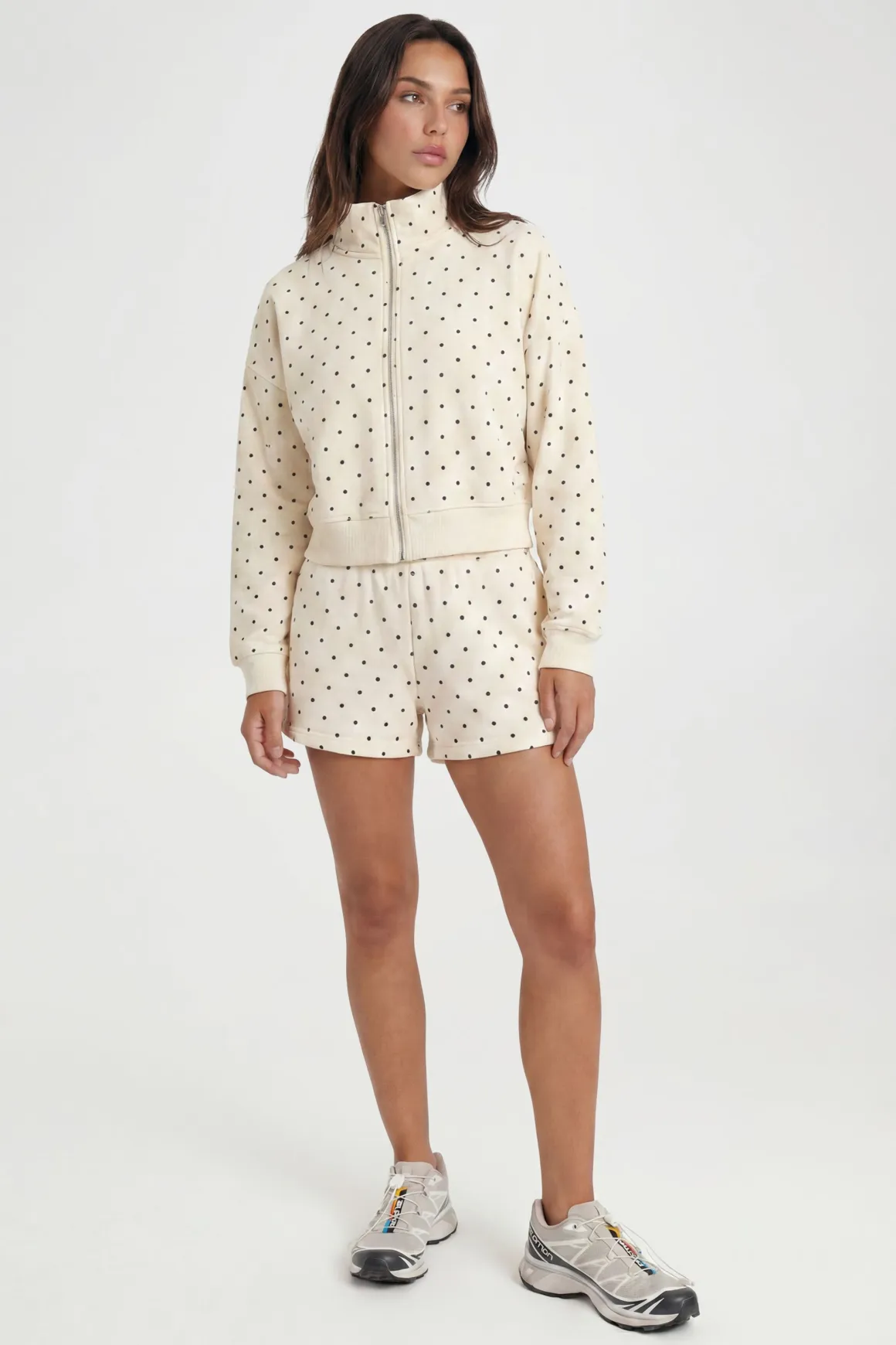Sweat-shirt À Col Cheminée Et Fermeture Éclair À Pois